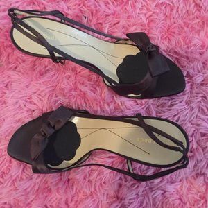 Kate Spade Brown Satin Slingback Heels Sandals.